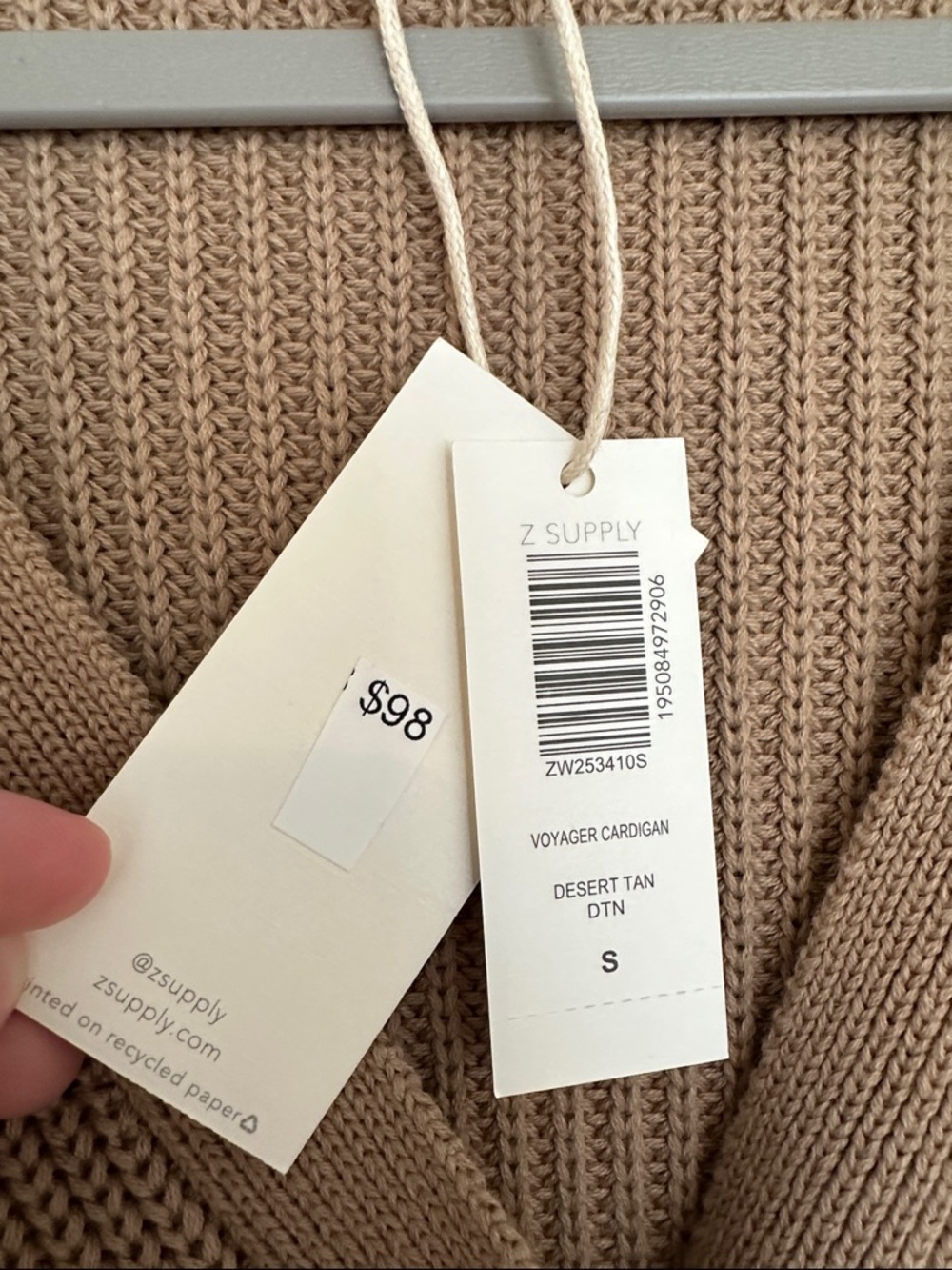 Z Supply Voyager Cardigan Desert Tan - Picture 2 of 3